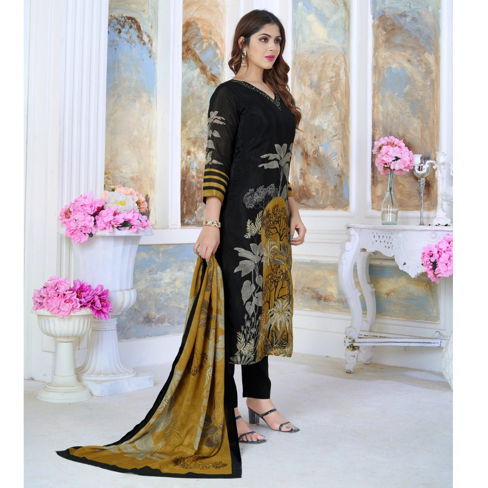 Women's Pure Chinnon Blend Kurta Pant with Dupatta Set (Pack of 1)