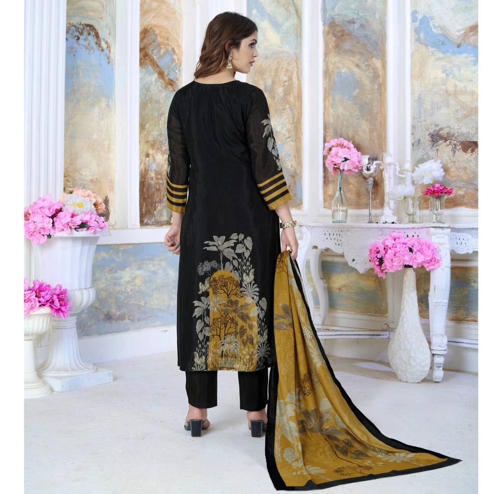 Women's Pure Chinnon Blend Kurta Pant with Dupatta Set (Pack of 1)