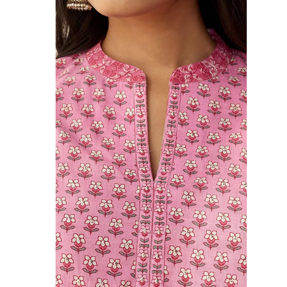 Women's Cotton Blend Printed Straight Kurta - Pant with Dupatta Set (Pack of 1)