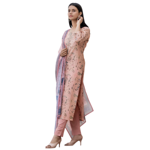 Peach Floral Printed Modal Teby cotton Suit Set (Pack of 1)