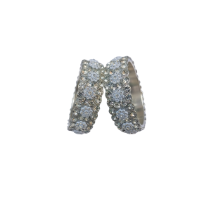 Indian Bridal Silver Pearly White Stone Bangles Set