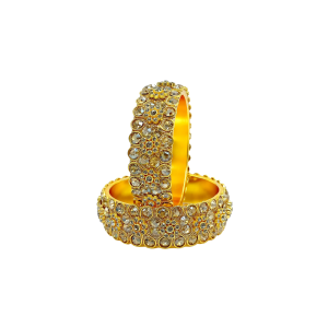 Golden Crystal Designer Kada Bangle Set - Traditional Indian Bridal/Party Wear