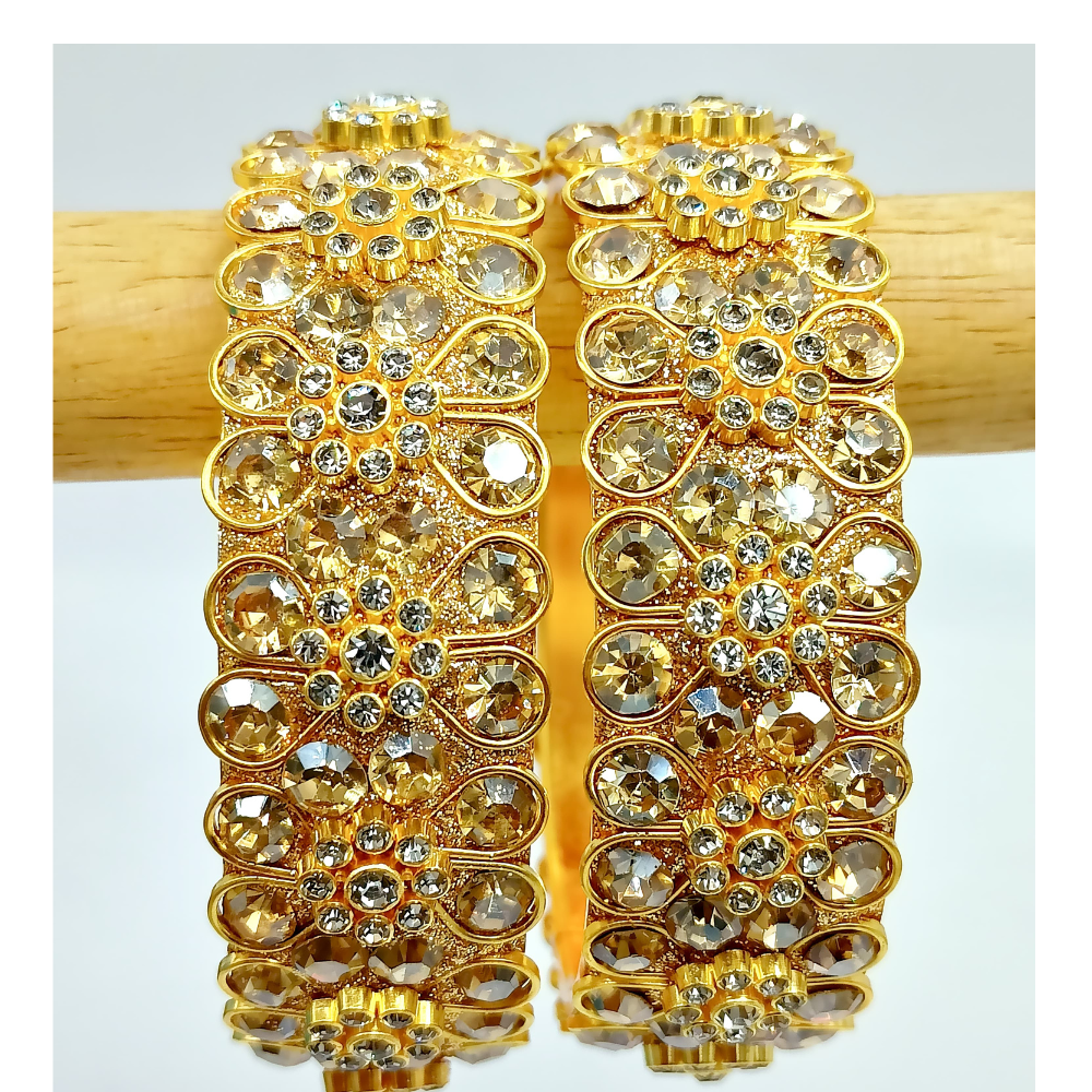 Golden Crystal Designer Kada Bangle Set - Traditional Indian Bridal/Party Wear