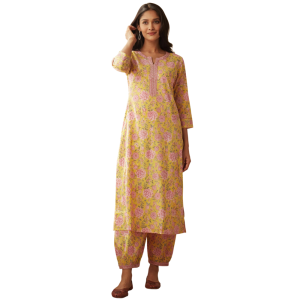 Women's Cotton Printed Straight Kurta Set (Pack of 1)