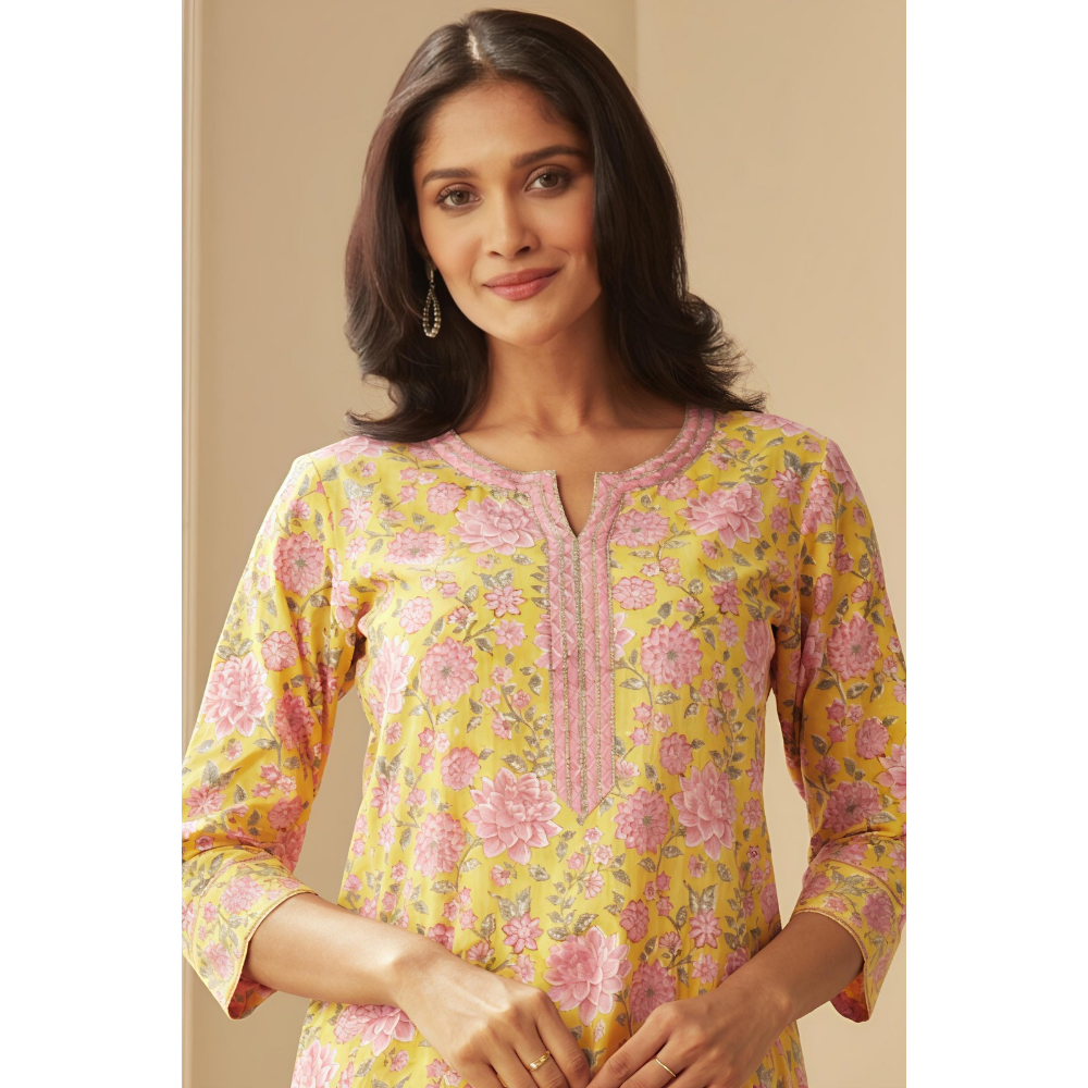 Women's Cotton Printed Straight Kurta Set (Pack of 1)