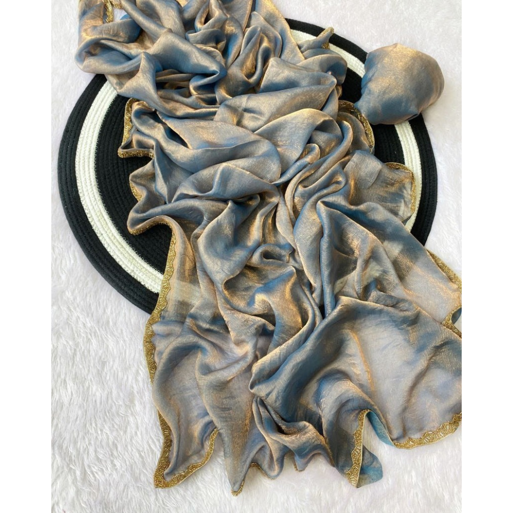 Women’s Classic Organza Saree with Zari Border (Pack of 1)