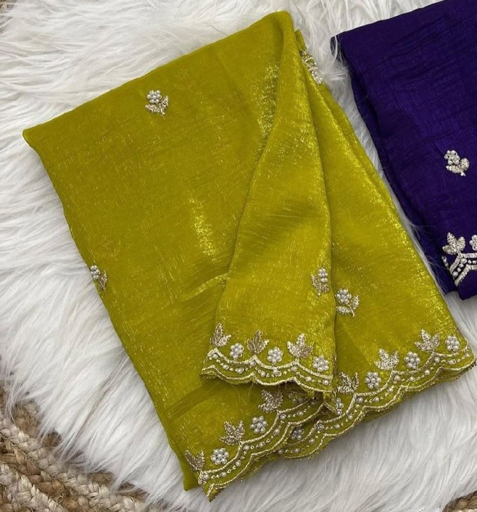 Women's Premium Floral Embroidery Soft Silk Saree (Pack of 1)