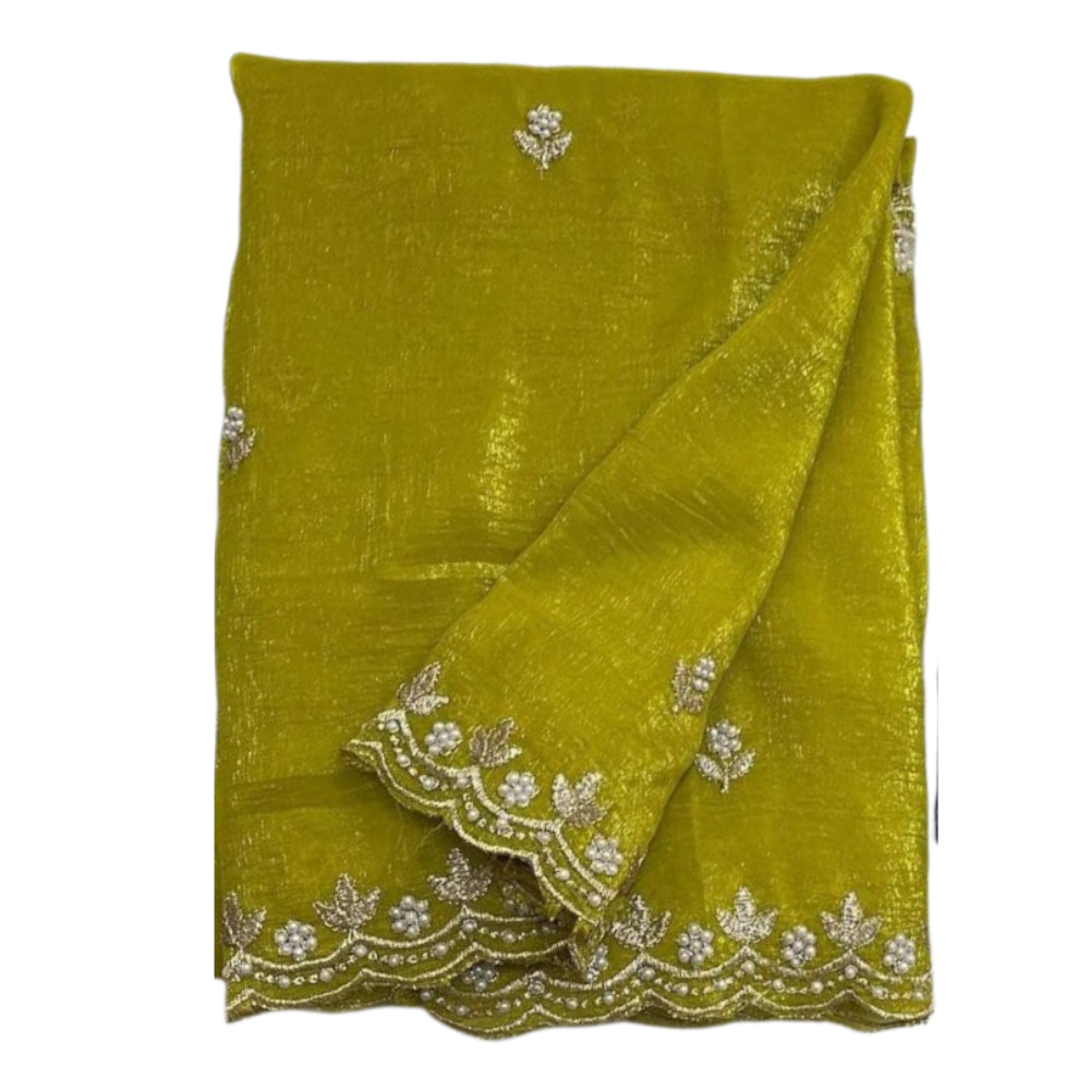 Women's Premium Floral Embroidery Soft Silk Saree (Pack of 1)