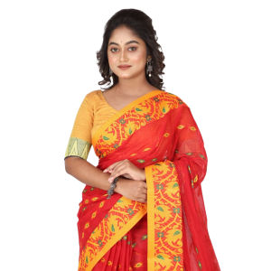Women's Traditional Cotton Blend Tant Saree ( Pack of 1)