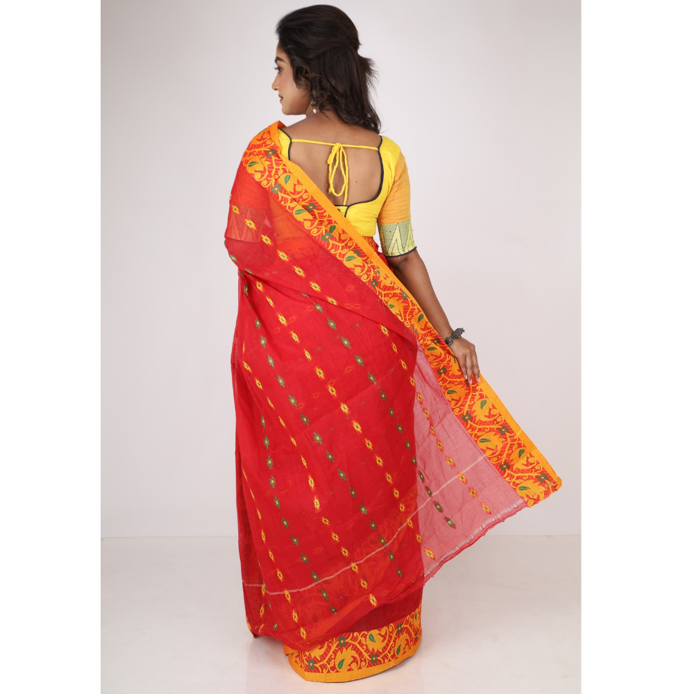 Women's Traditional Cotton Blend Tant Saree ( Pack of 1)
