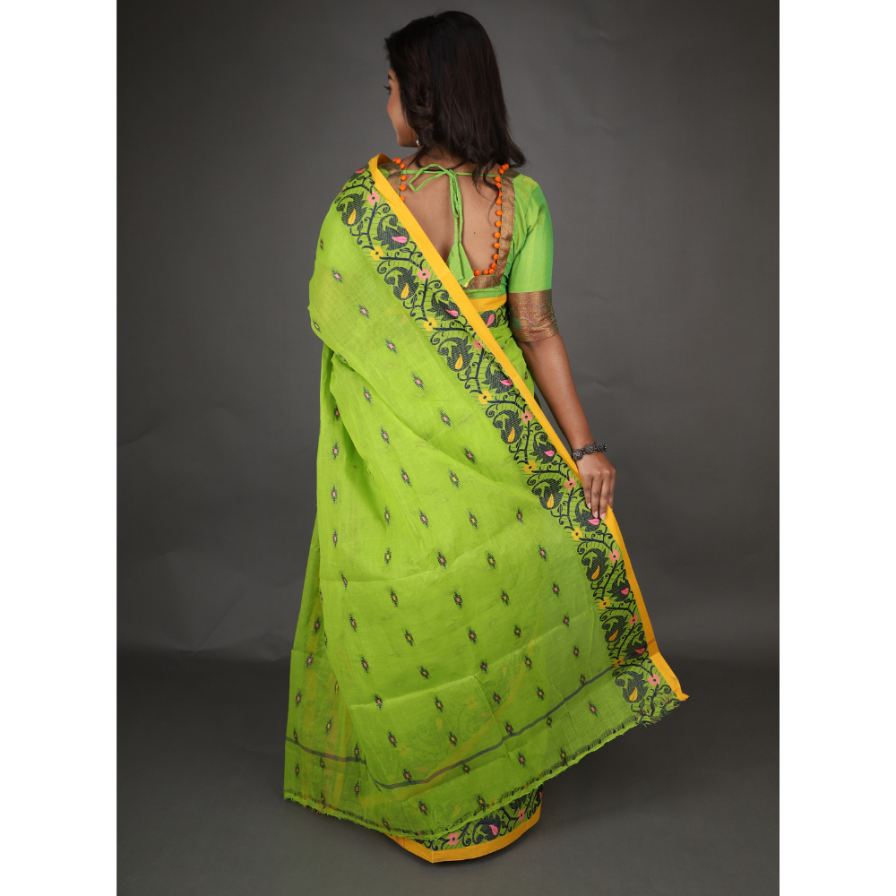 Women's Traditional Cotton Blend Tant Saree ( Pack of 1)