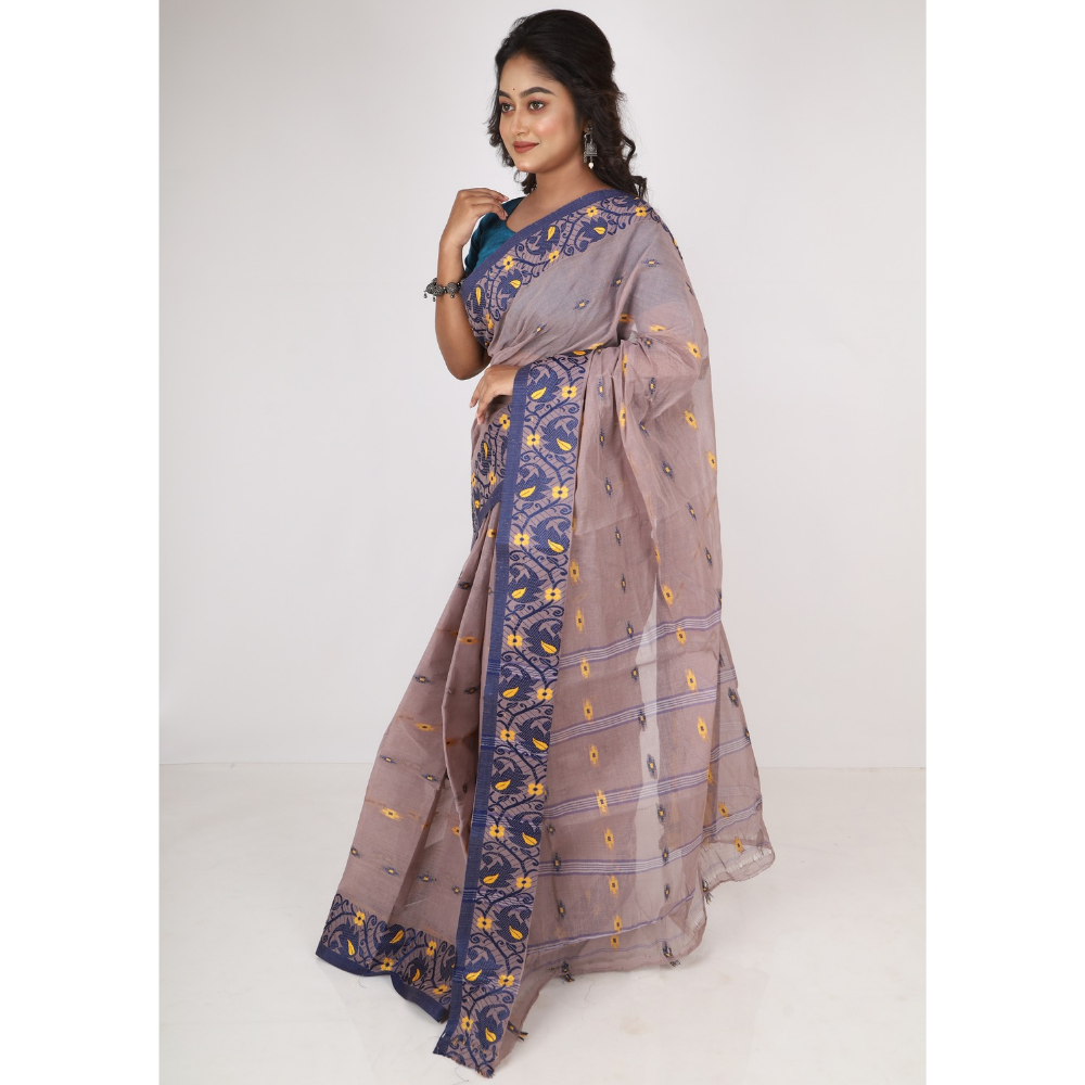 Women's Traditional Cotton Blend Tant Saree ( Pack of 1)