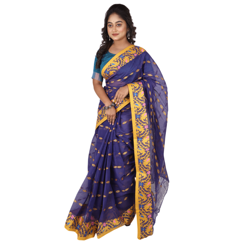 Women's Traditional Cotton Blend Tant Saree ( Pack of 1)