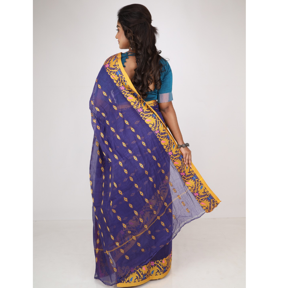 Women's Traditional Cotton Blend Tant Saree ( Pack of 1)