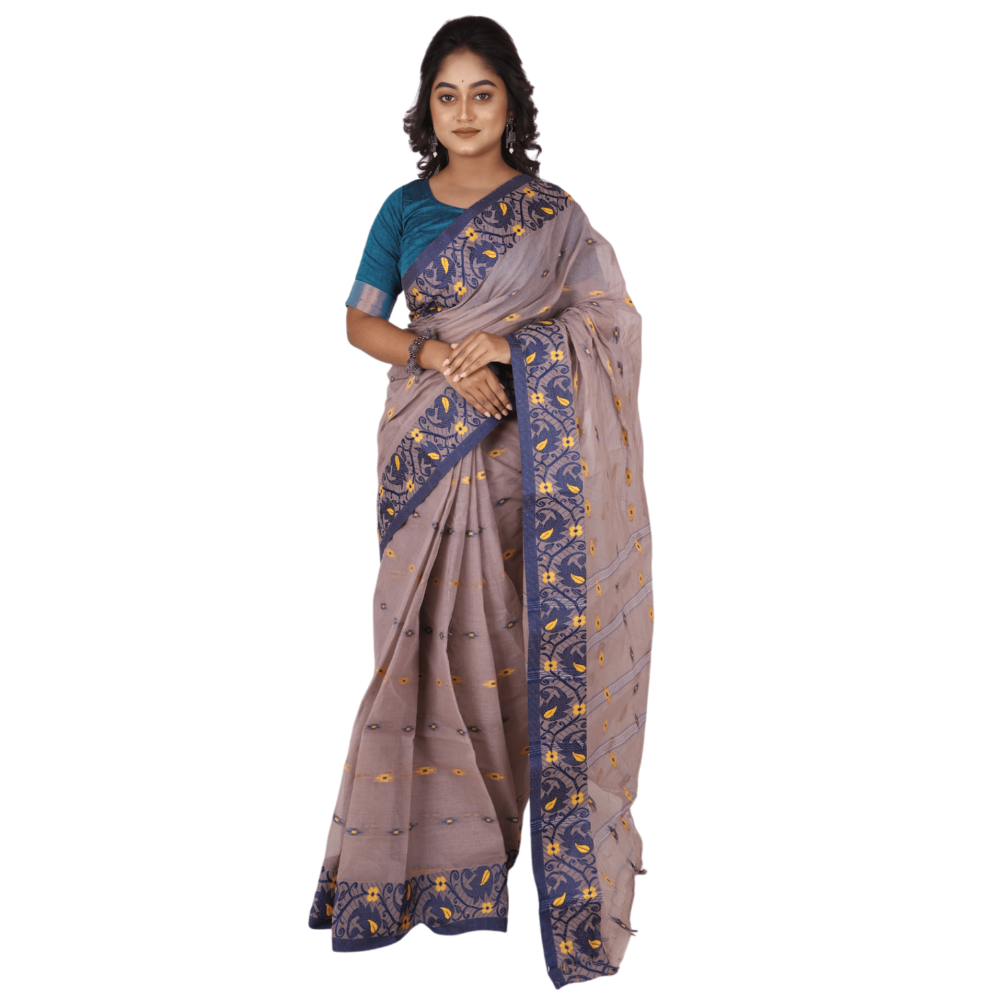 Women's Traditional Cotton Blend Tant Saree ( Pack of 1)