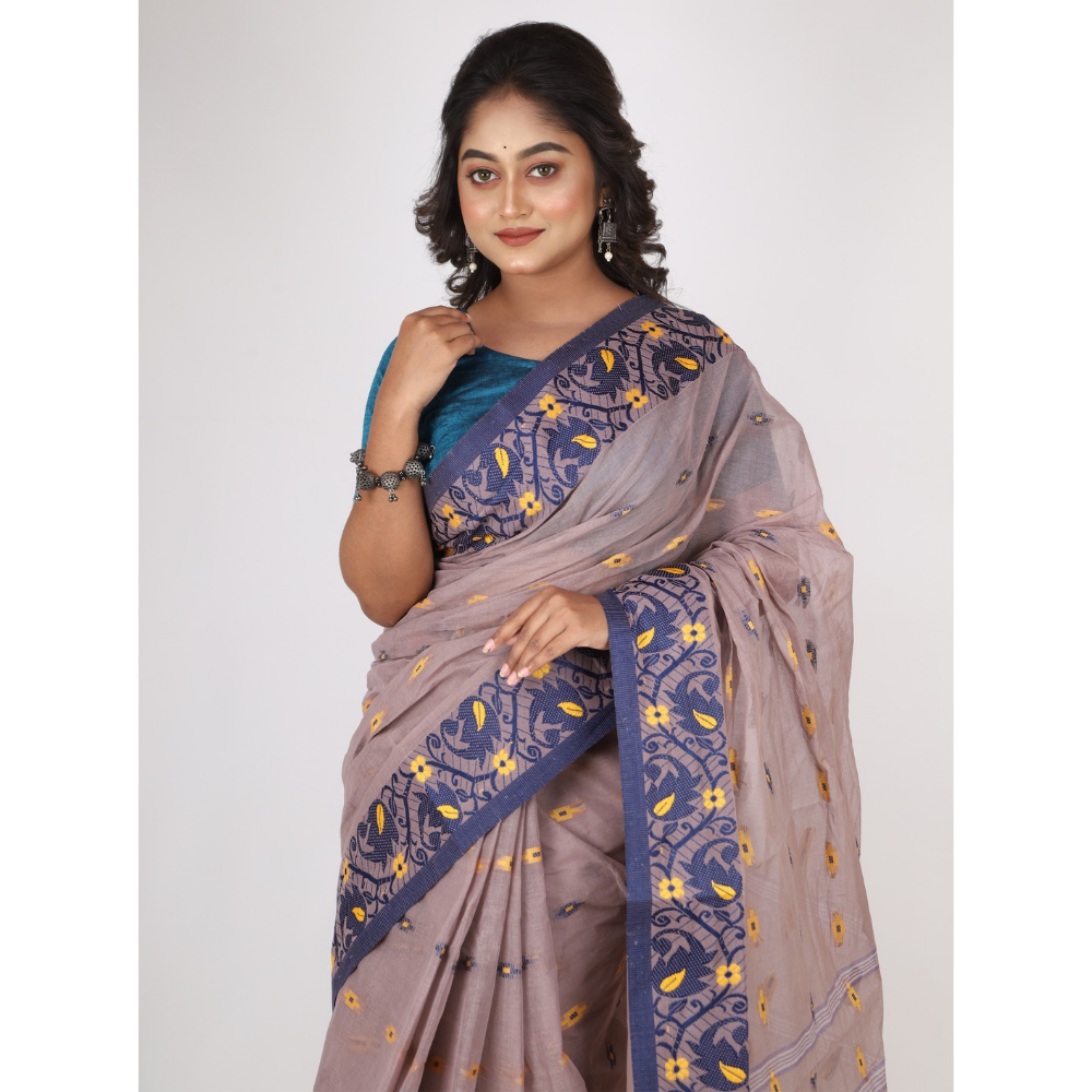 Women's Traditional Cotton Blend Tant Saree ( Pack of 1)