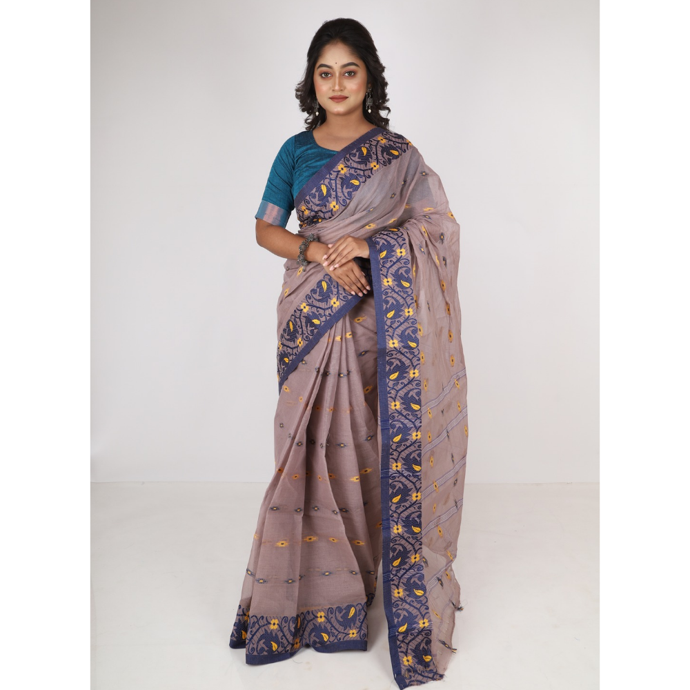 Women's Traditional Cotton Blend Tant Saree ( Pack of 1)