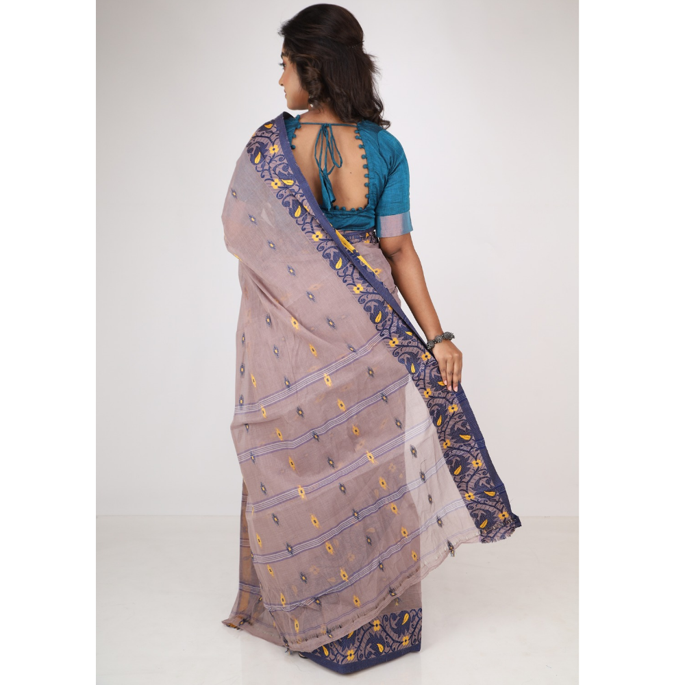 Women's Traditional Cotton Blend Tant Saree ( Pack of 1)