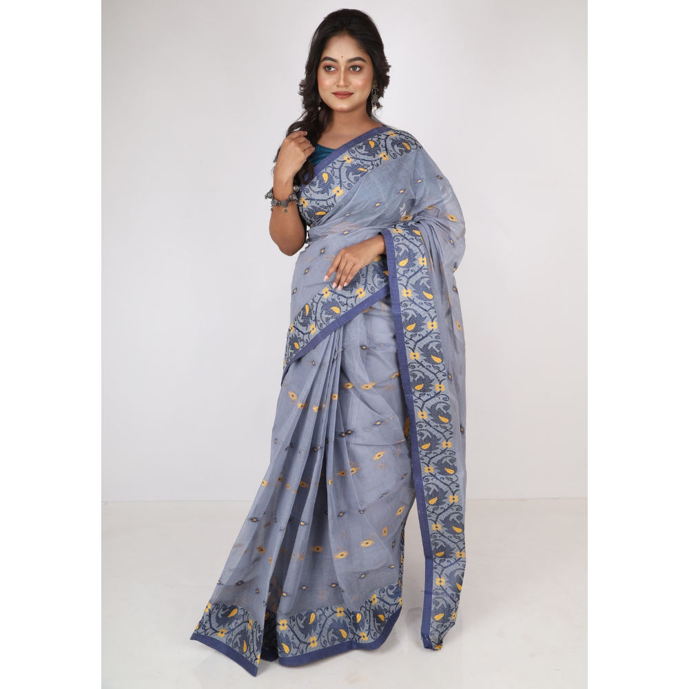 Women's Traditional Cotton Blend Tant Saree ( Pack of 1)