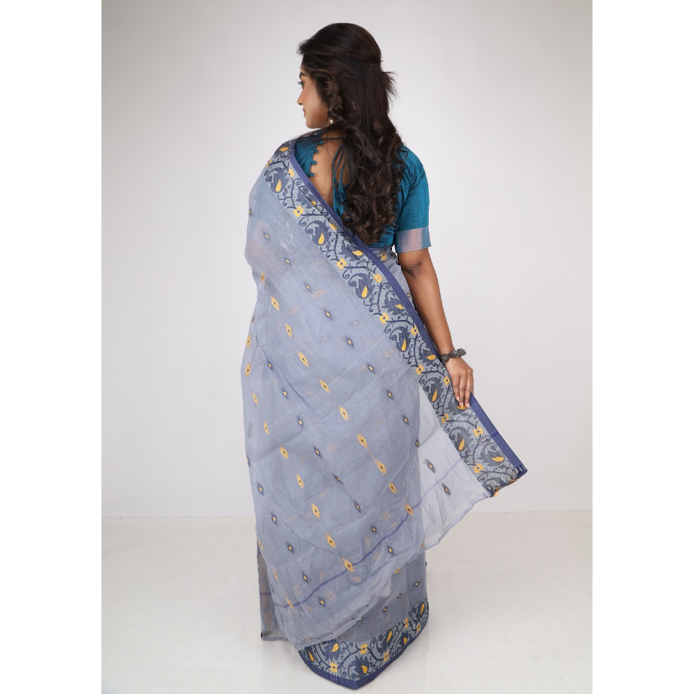 Women's Traditional Cotton Blend Tant Saree ( Pack of 1)