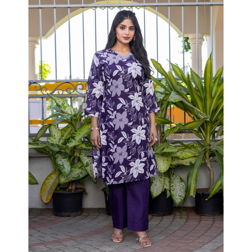 Women's Cotton Blend Kurta Pant Set (Pack of 1)