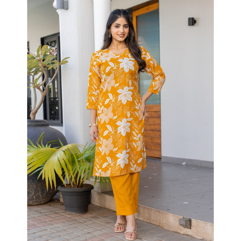 Women's Cotton Blend Kurta Pant Set (Pack of 1)