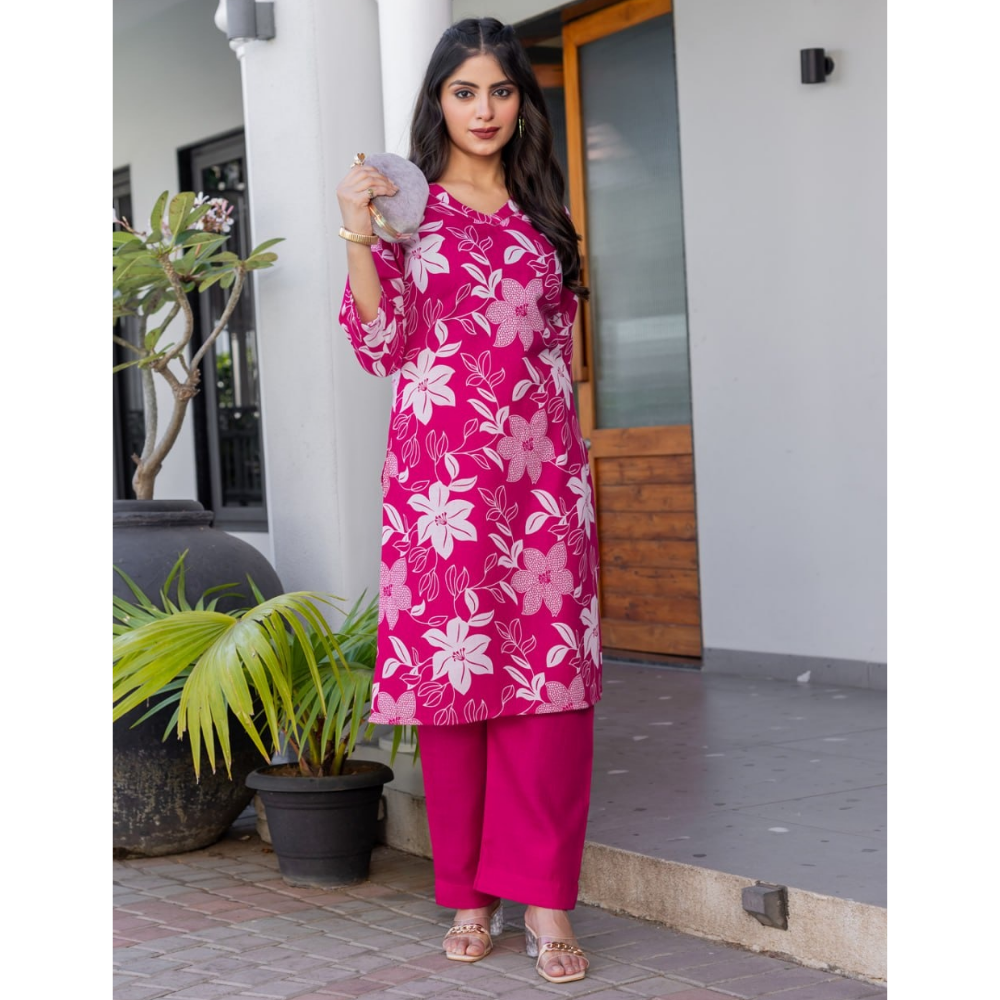 Women's Cotton Blend Kurta Pant Set (Pack of 1)