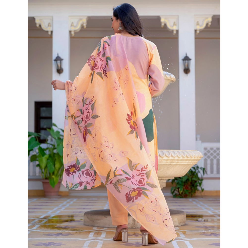 Women's Cotton Blend Kurta with Dupatta Set (Pack of 1)