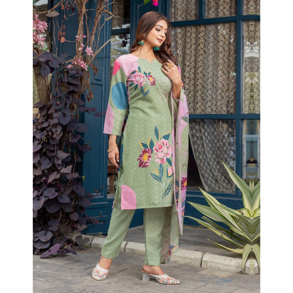 Women's Cotton Blend Kurta with Dupatta Set (Pack of 1)