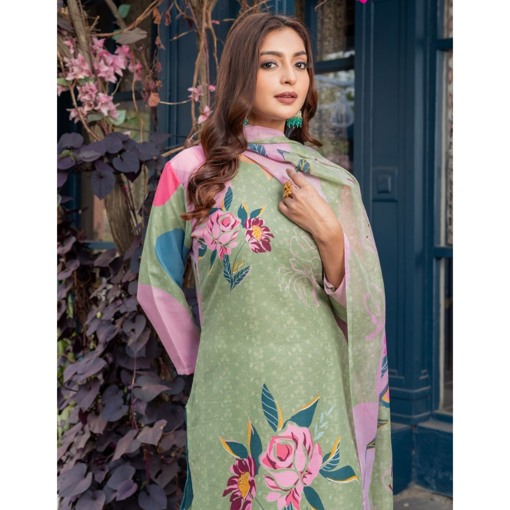 Women's Cotton Blend Kurta with Dupatta Set (Pack of 1)
