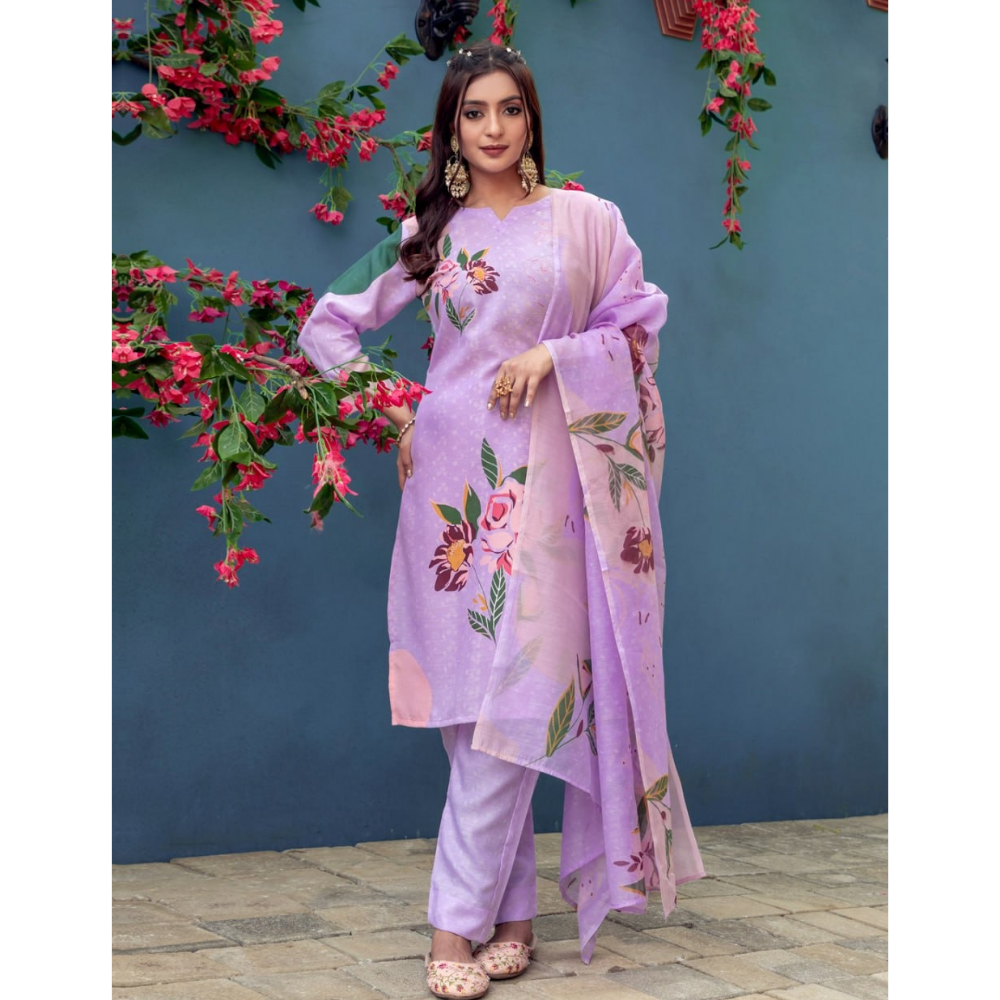 Women's Cotton Blend Kurta with Dupatta Set (Pack of 1)
