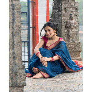 Organic Soft Lichi Silk Banarasi Saree For Women's (Pack of 1)
