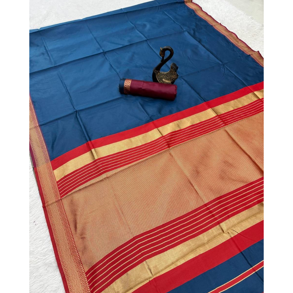 Organic Soft Lichi Silk Banarasi Saree For Women's (Pack of 1)