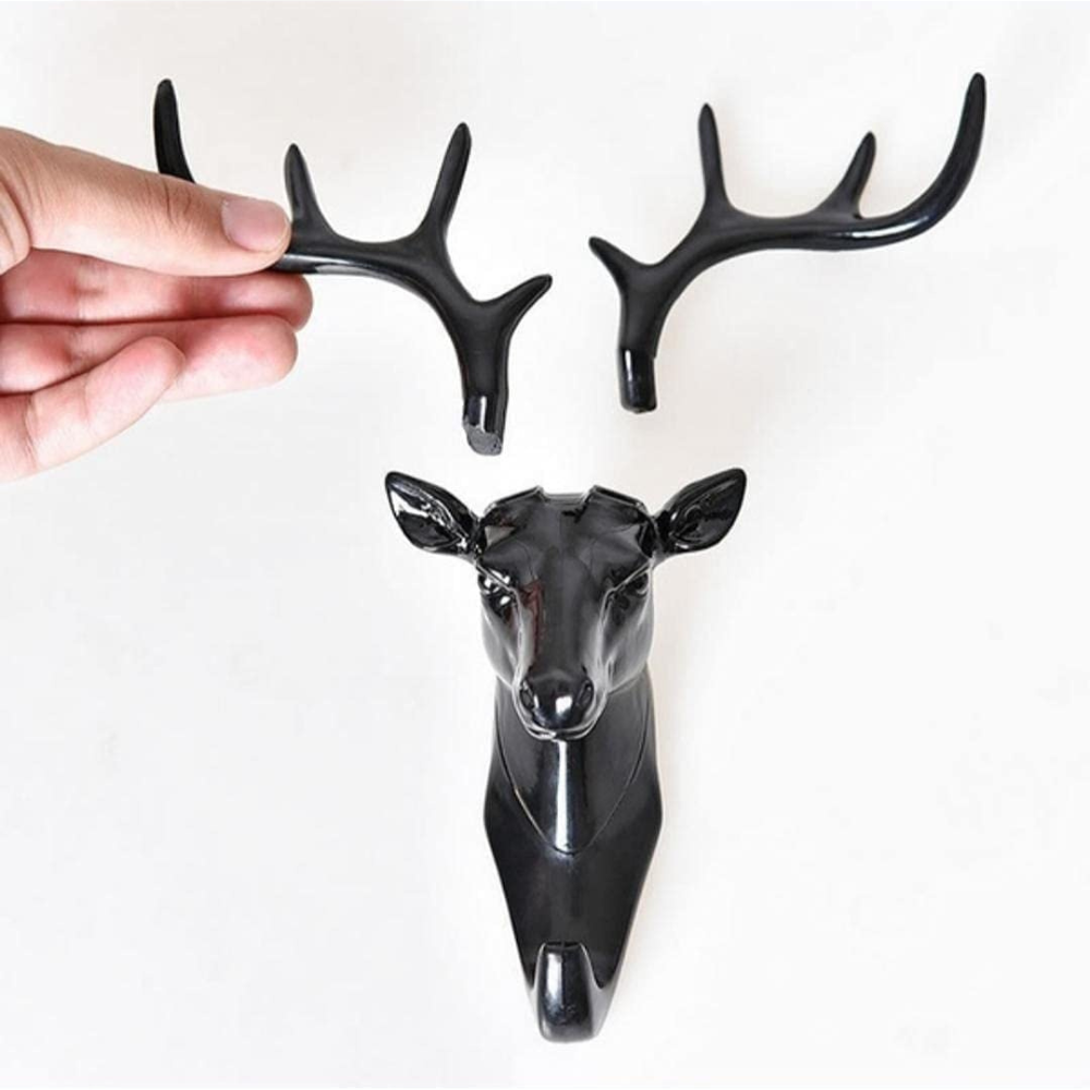 ROYAL EAGEL Deer Head Self Adhesive Wall Door Hook Hanger for Bag Keys, Sticky Hook (Pack of 1)