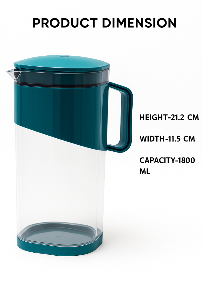 ROYAL EAGLE Plastic Ravish Jug with Lid | Water Jug for Dining Table & Kitchen | Ideal for Serving Ice Tea, , Mocktails, Cocktails & Beverages | Stylish BPA-Free Pitcher– 1800 ml