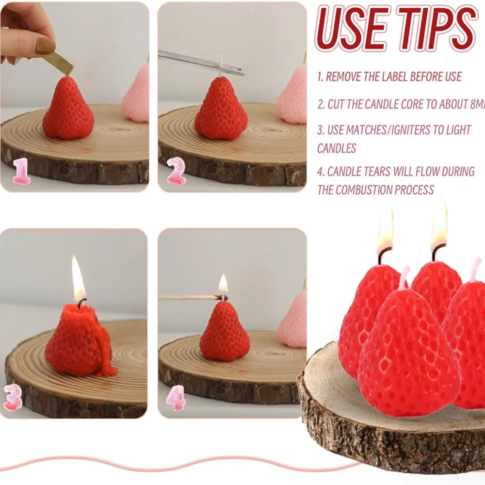 Strawberry Candles (Pack of 12)