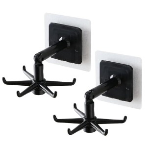 ROYAL EAGLE Multi-Purpose 360° Rotating Adhesive Key Holder Hook | Wall Mounted Organizer for Keys, Bags, Utensils | Heavy Duty Self Adhesive Hook (Set of 2)