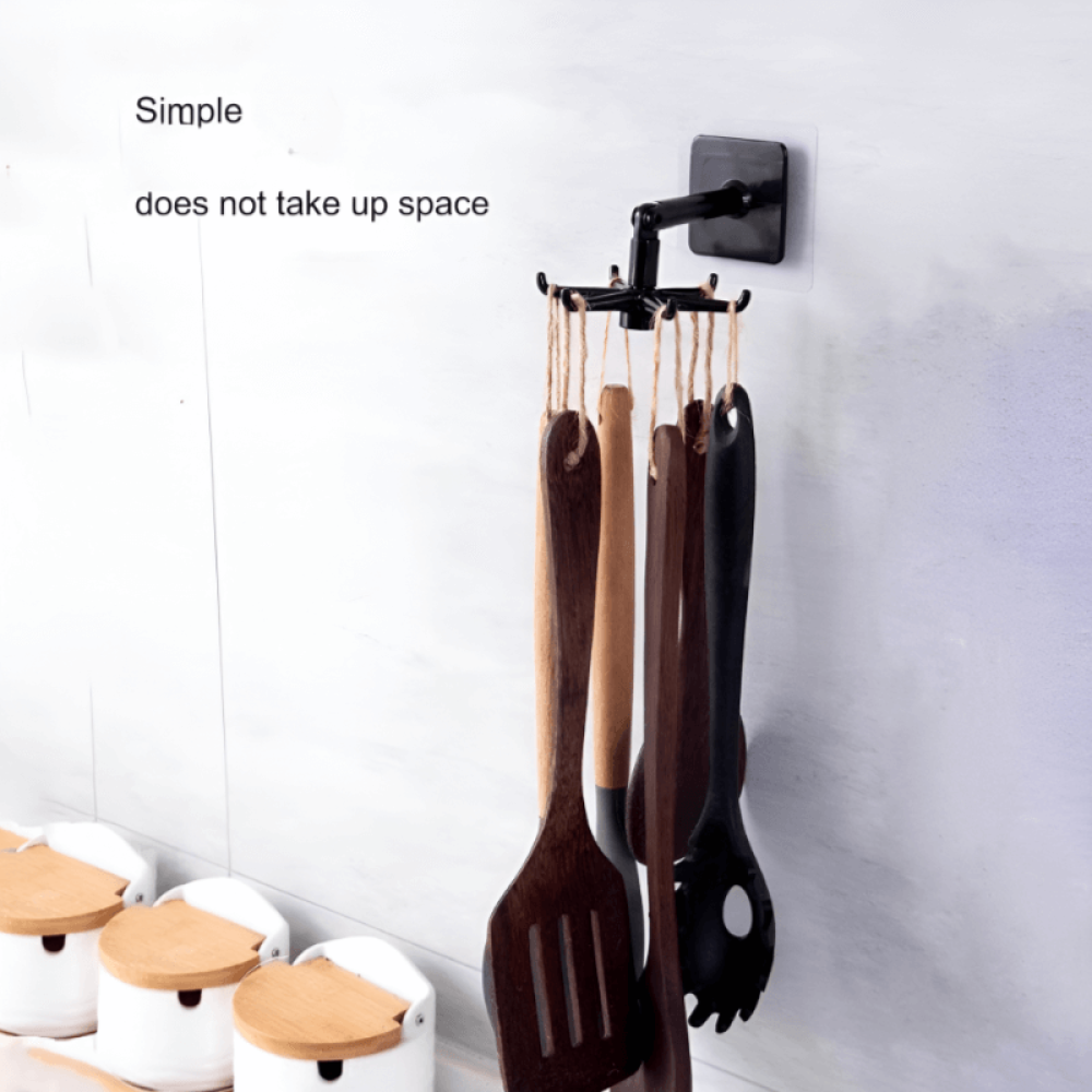 ROYAL EAGLE Multi-Purpose 360° Rotating Adhesive Key Holder Hook | Wall Mounted Organizer for Keys, Bags, Utensils | Heavy Duty Self Adhesive Hook (Set of 2)