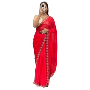 Women's Premium Floral Print Soft Space Silk Saree (Pack of 1)