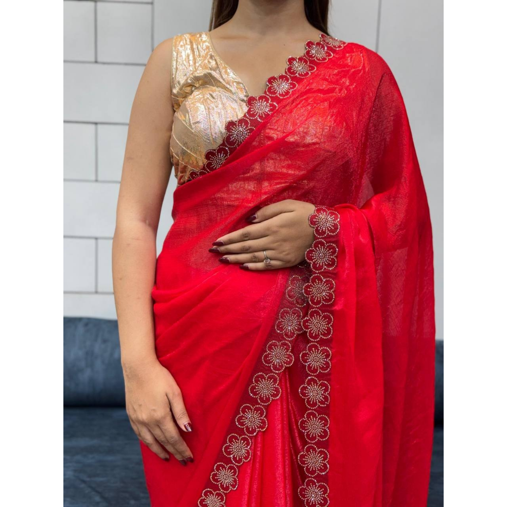 Women's Premium Floral Print Soft Space Silk Saree (Pack of 1)