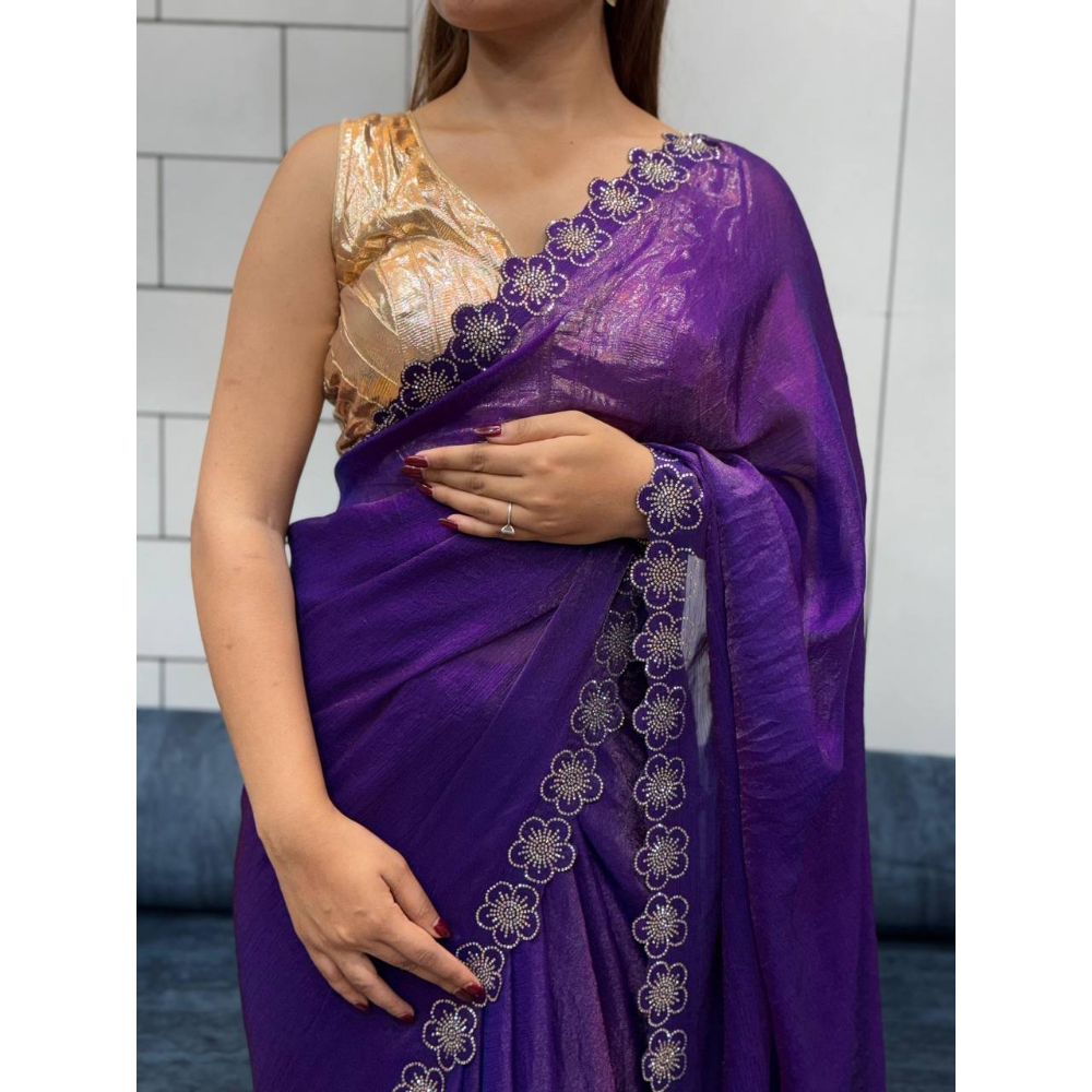 Women's Premium Floral Print Soft Space Silk Saree (Pack of 1)