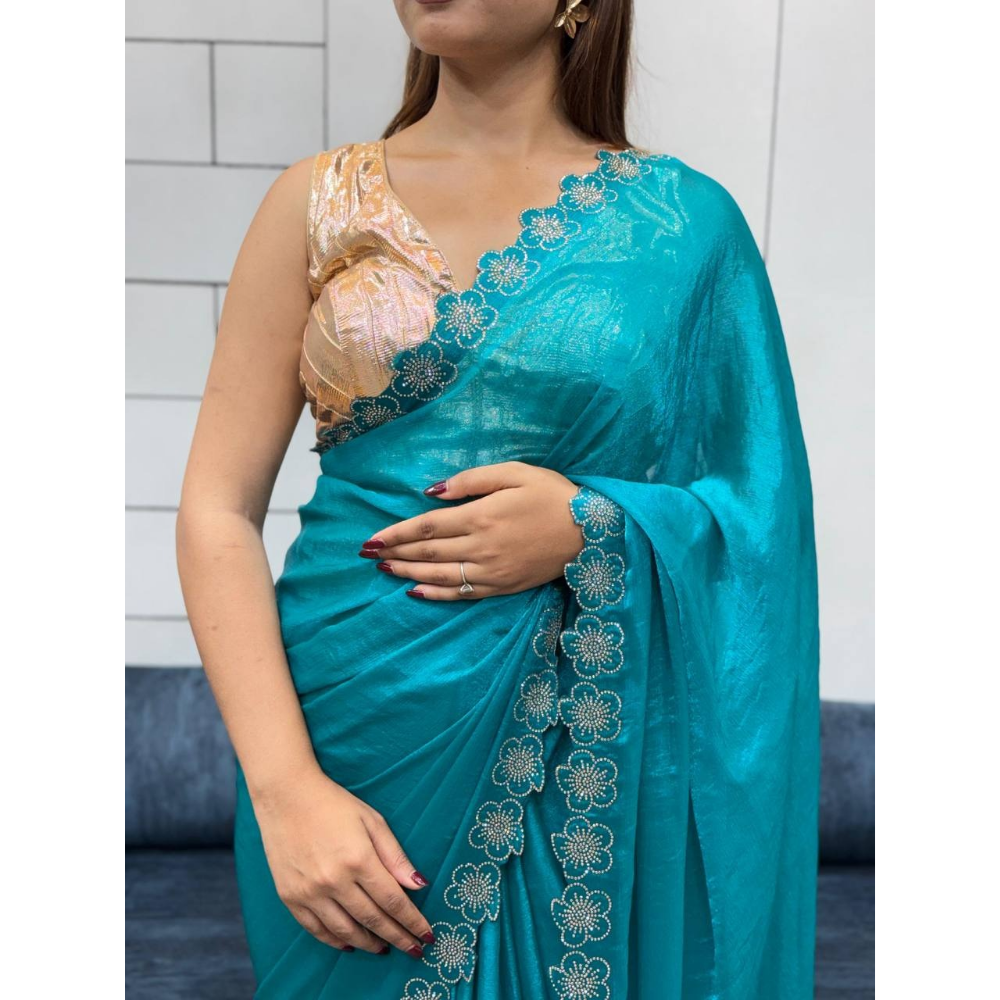 Women's Premium Floral Print Soft Space Silk Saree (Pack of 1)