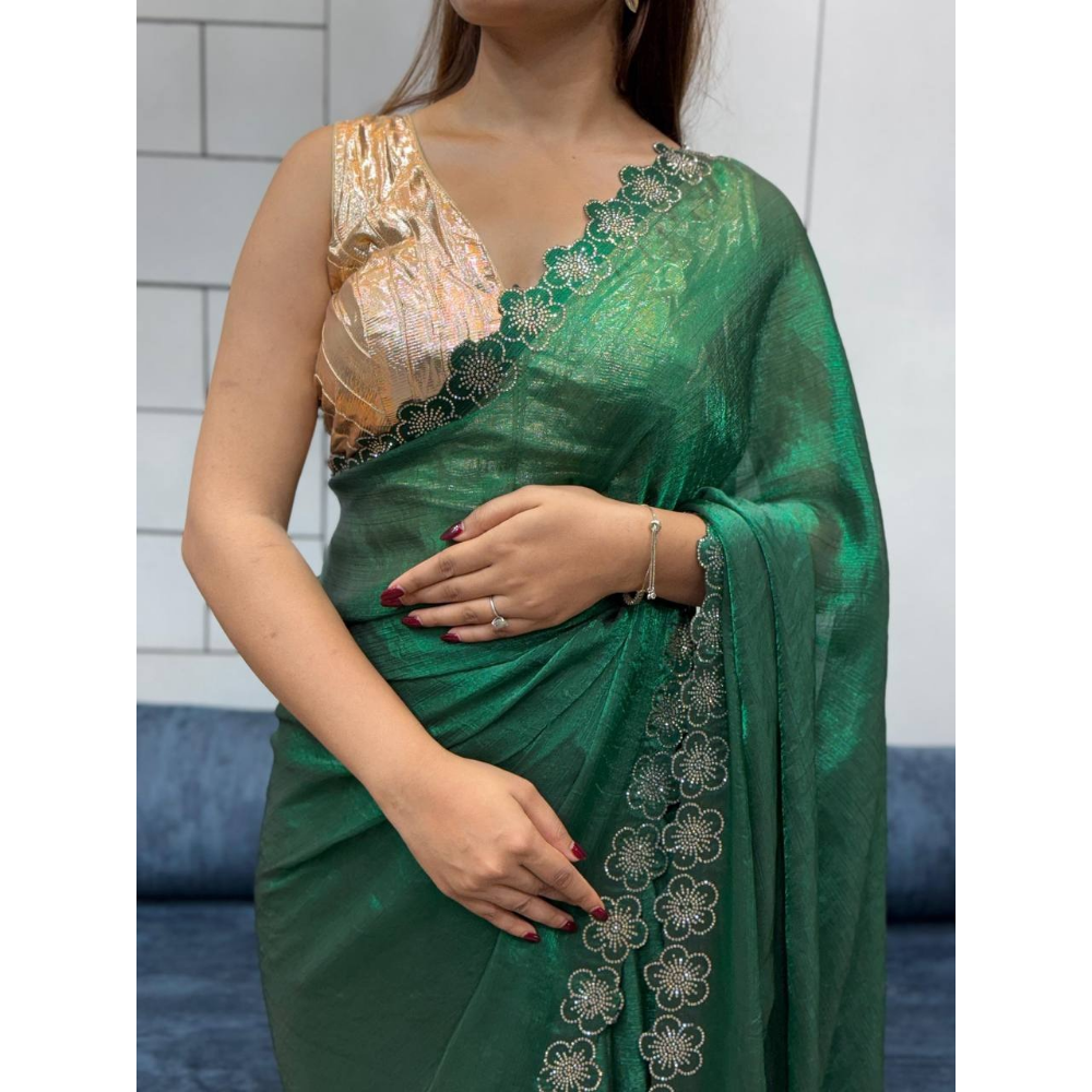Women's Premium Floral Print Soft Space Silk Saree (Pack of 1)