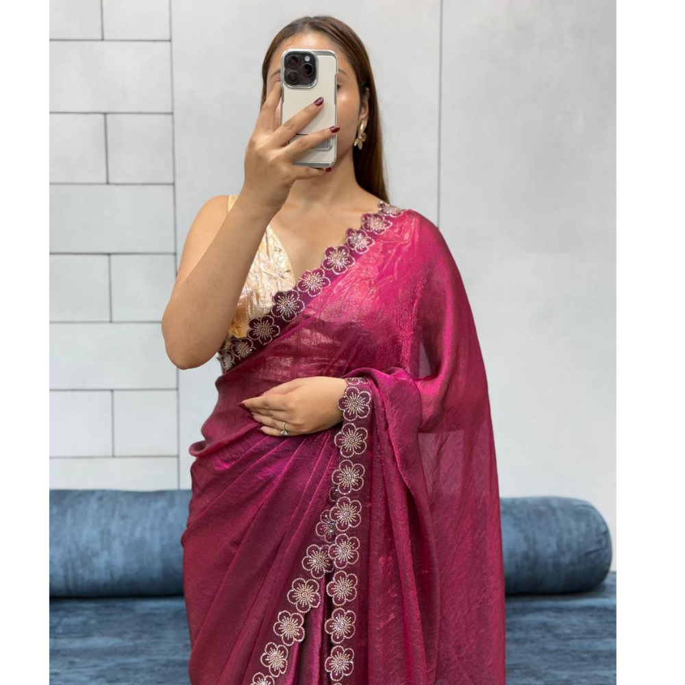 Women's Premium Floral Print Soft Space Silk Saree (Pack of 1)