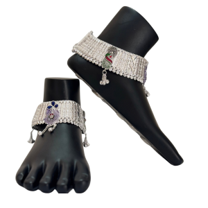 Women's Silver Plated Heavy Ghungharu Payel, Alloy Anklet Pair (Pack of 1)