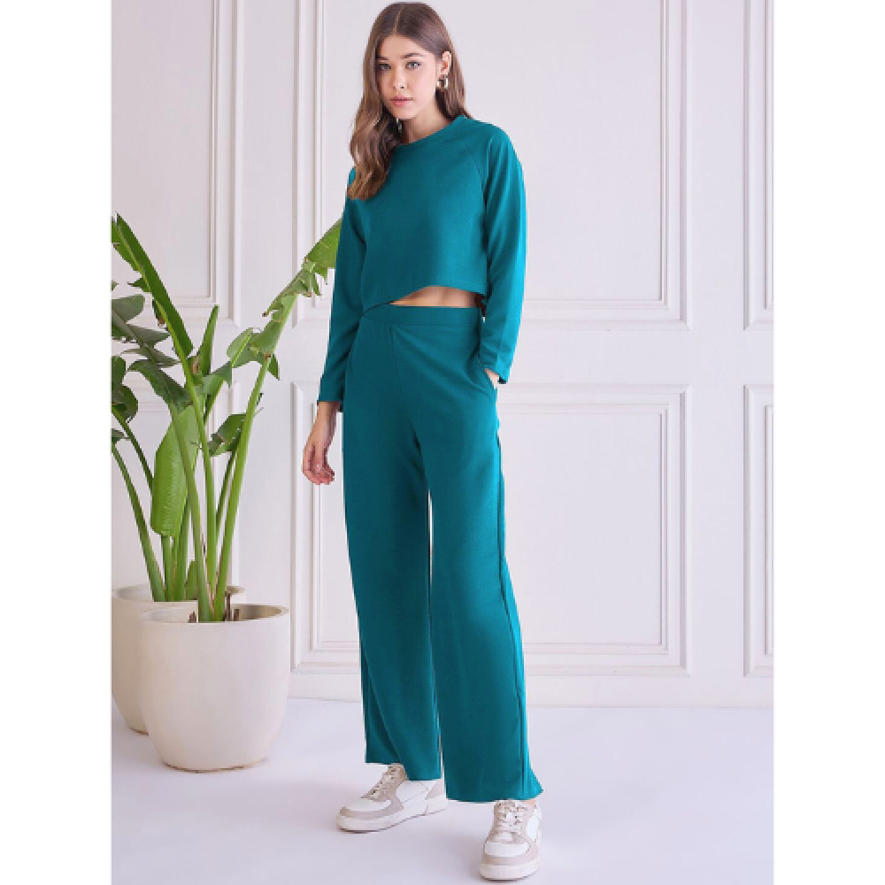 Woman Stylish Cotton Blend Round Neck Co-ords Set ( pack of 1 )