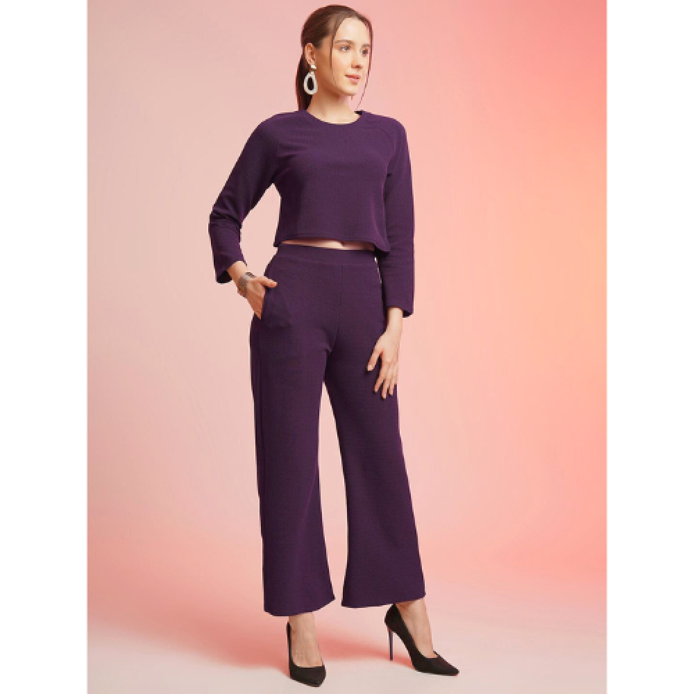 Woman Stylish Cotton Blend Round Neck Co-ords Set ( pack of 1 )