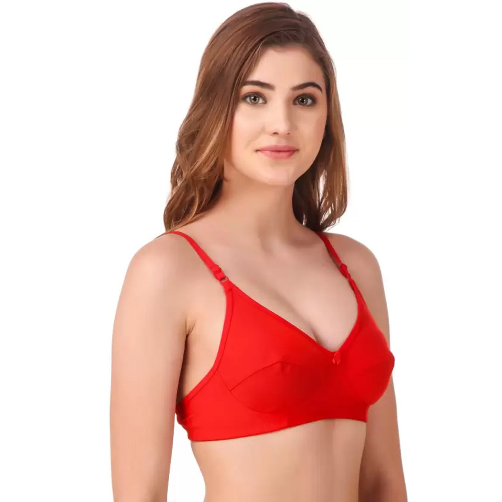 Women's Multicolour Cotton Blend Non Padded Bra (Pack of 6)
