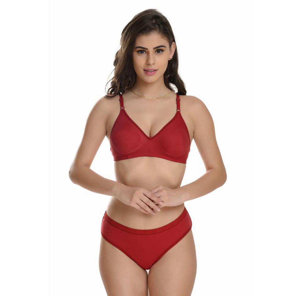 Women's Multicolour Cotton Blend Bra-Panty Set (Pack of 3)