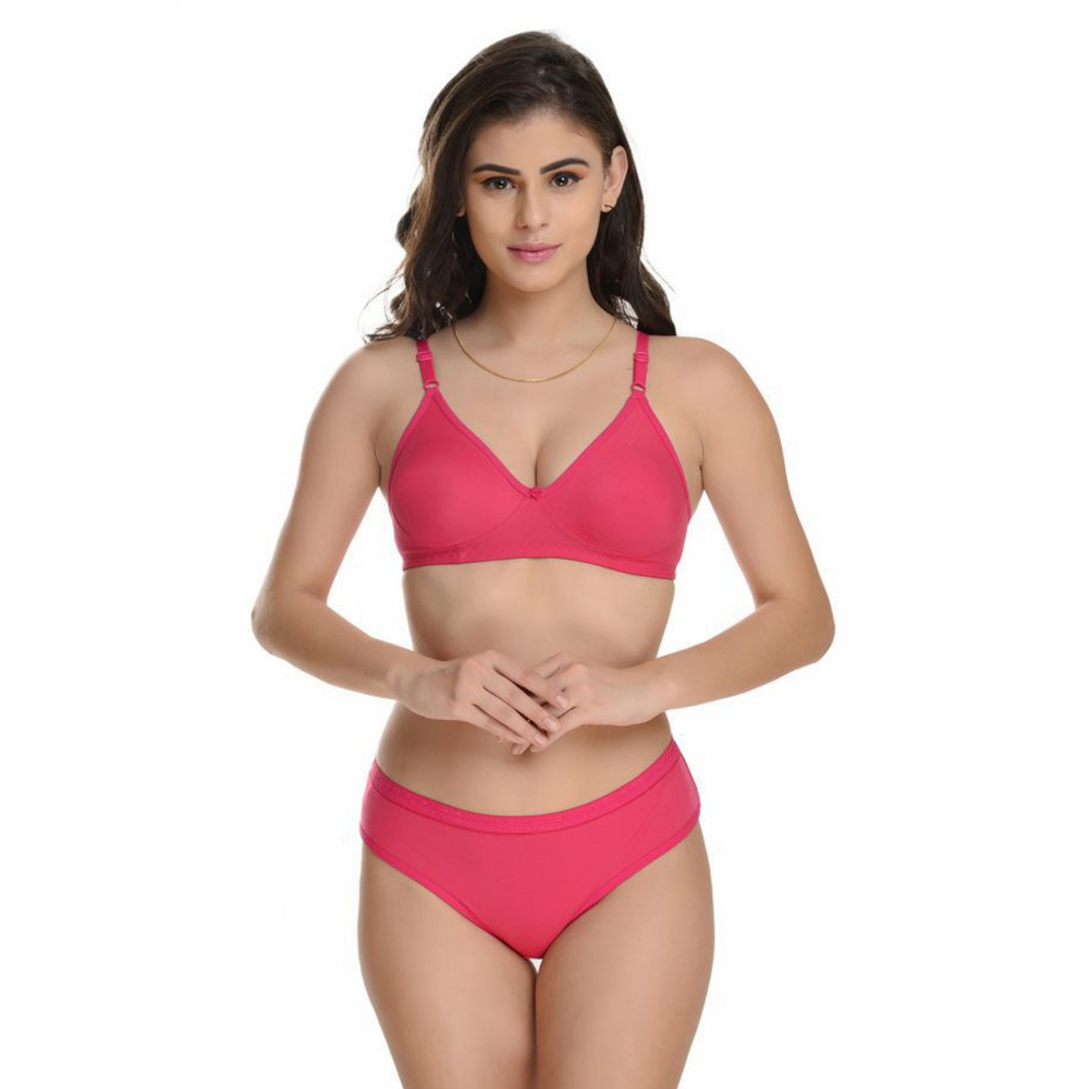 Women's Multicolour Cotton Blend Bra-Panty Set (Pack of 3)